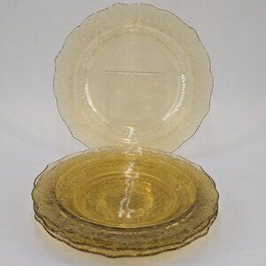 4 Federal Glass Co. Normandie "Bouquet & Lattice" 7 1/2" Plates  Excellent Shape